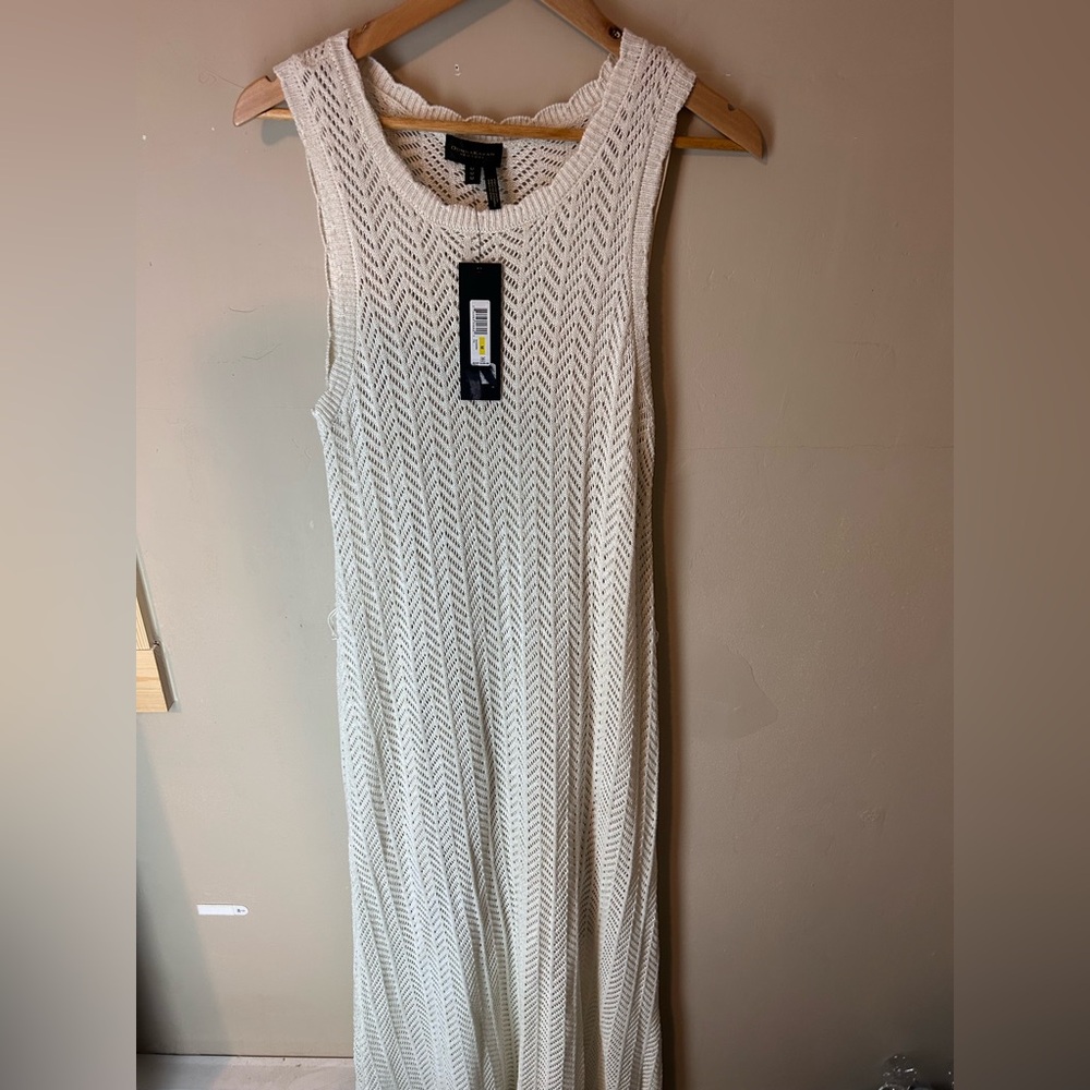 NWT DKNY Pointelle Knit Dress Size M Scallop Neckline Vacation Chic Old Money - Picture 3 of 11